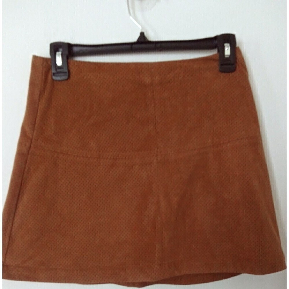 American Rag Brown Mini Skirt Size 3 Faux Suede A Line Back Zipper Mini